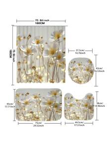 1入3d花紋數碼印花淋浴簾或地墊 - 彩色 - 查看 3