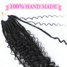 FULCRUM 12/14/18/24 Inch Goddess Boho Box Braids Crochet Hair Bohemian Box Braids With Curly Ends Synthetic Ombre Braiding Hair For Women & Girls - Black - View 5