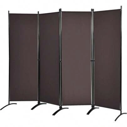 4-Part Room Divider, 173 Cm High Folding Screen With Metal Frame, Folding Privacy Screen For Living Room, Bedroom & Office