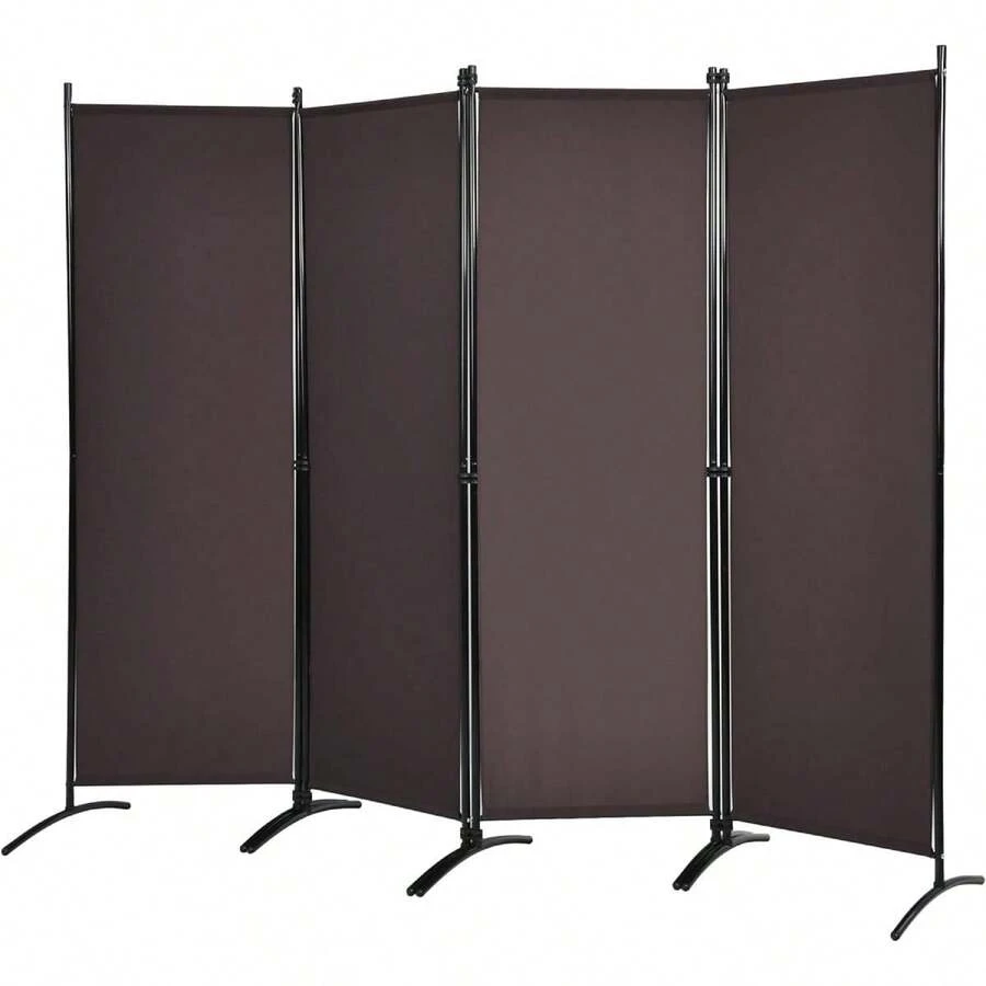 4-Part Room Divider, 173 Cm High Folding Screen With Metal Frame, Folding Privacy Screen For Living Room, Bedroom & Office