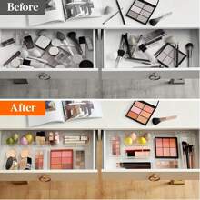 4入組,8入組,13入組,25入組透明寵物桌面收納盒,多功能組合抽屜式收納盒,適用於廚房櫃台,梳妝台,浴室櫥櫃,辦公桌等 - 無色 - 查看 10