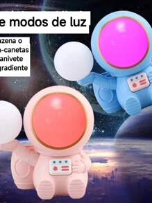 Luminaria De Astronauta luz Colorida Projetor LED apontador e porta lapis - Azul - Visão 1