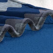 Coverlet With Shearling, Fleece Flannel Fabric With Shearling - Cadet Blue - View 4