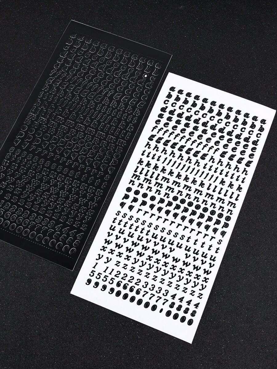 1 件金/銀箔貼紙,小寫黑色字母,適用於剪貼簿 Diy 日記專輯裝飾和禮品盒裝飾 - 彩色 - 查看 1