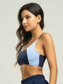 Vicbela Top Feminino Alcinha Fitness Tecido Proteção Uv 50+ - Azul Marinho - Visão 3