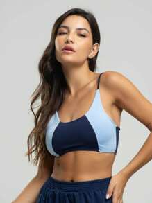 Vicbela Top Feminino Alcinha Fitness Tecido Proteção Uv 50+ - Azul Marinho - Visão 2