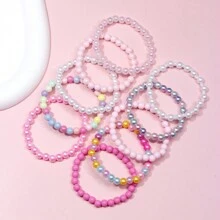 10pcs/Set Girls Cute Colorful Charm Beaded Bracelet, Suitable For Festival Party Birthday Gift Girl Accessories - Multicolor - View 5