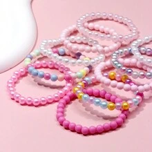 10pcs/Set Girls Cute Colorful Charm Beaded Bracelet, Suitable For Festival Party Birthday Gift Girl Accessories - Multicolor - View 4