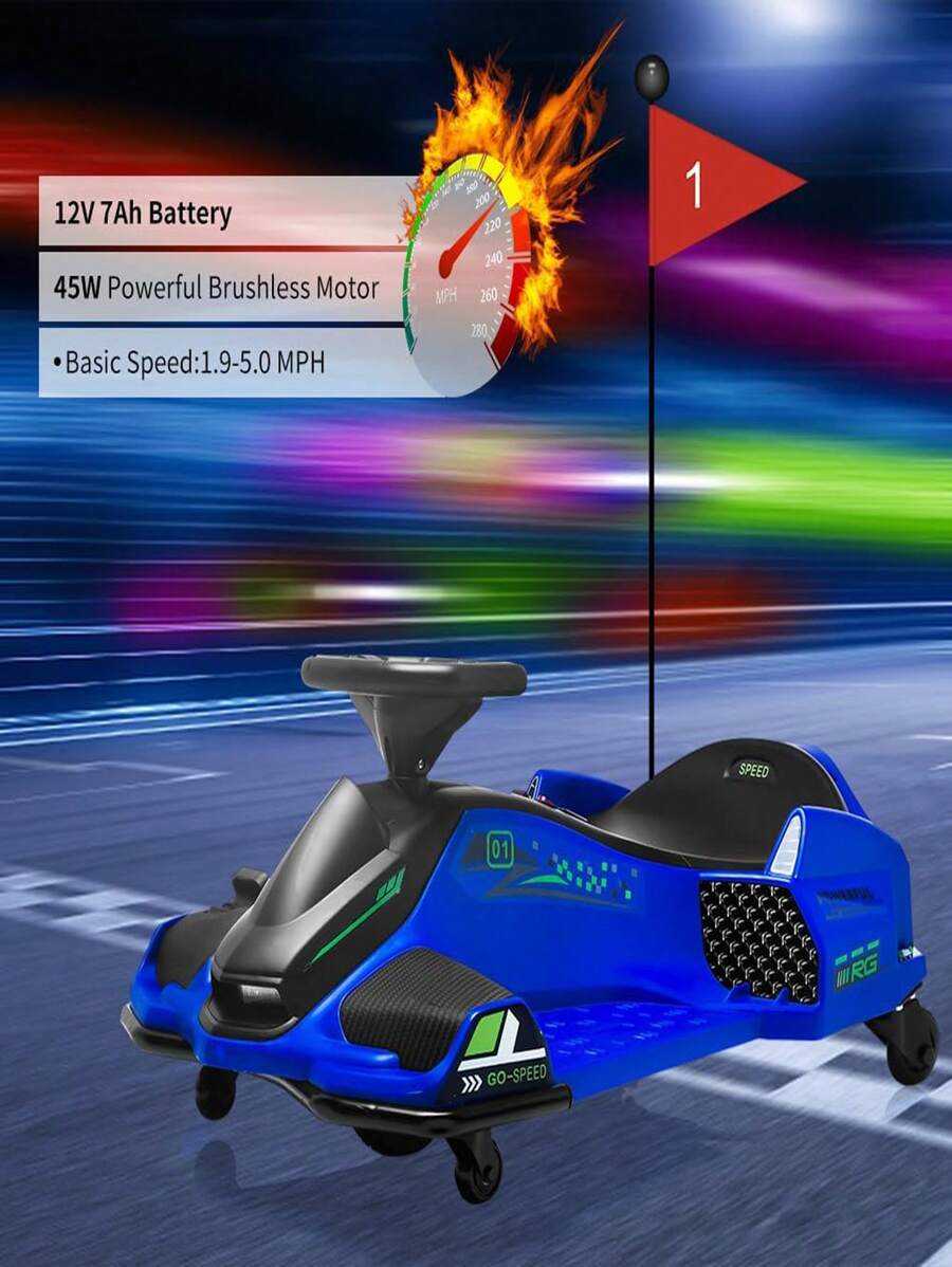 12V Ride On Drift Car,Kids Electric Drifting Go-Kart With 7Ah Battery+ ...