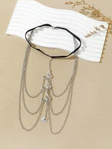 1條銀色腿鏈,女性誇張性感蕾絲彈性繩蝴蝶蜘蛛甲蟲動物腿鏈禮物 - 銀色 - 查看 1