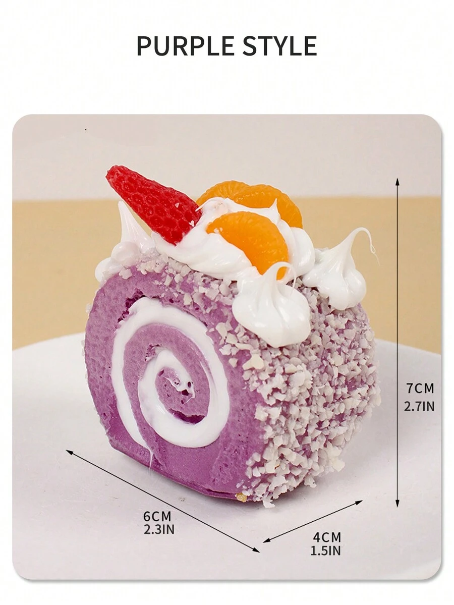 1 件多色 Pu 人造水果奶油蛋糕,附有黏性磁鐵,甜美風格蛋糕模型,適合糕點店裝飾、櫥窗展示、攝影道具、冰箱貼 - 紫色 - 查看 1