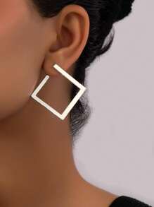 1 par de pendientes cuadrados de hierro minimalistas y modernos para mujer, joyería para fiestas y uso diario