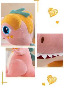 1只創意火焰龍毛絨玩具,卡通枕頭安慰娃娃適合青少年 - 粉色 - 查看 3