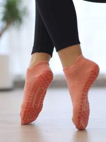 Sports Outdoor 3 Pairs Women's Non-Slip Boat Socks, Solid Color, Regular Thickness, Suitable For Home, Hospital, Pregnancy, Fitness, Pilates And Yoga