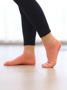 Sports Outdoor 3 Pairs Women's Non-Slip Boat Socks, Solid Color, Regular Thickness, Suitable For Home, Hospital, Pregnancy, Fitness, Pilates And Yoga