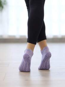 Sports Outdoor 3 Pairs Women's Non-Slip Boat Socks, Solid Color, Regular Thickness, Suitable For Home, Hospital, Pregnancy, Fitness, Pilates And Yoga