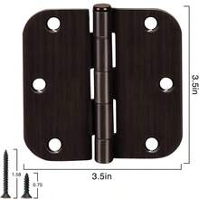 Door Hinge 3 1/2" 12 Pack Rounded Door Hinges Oil Rubbed Bronze 3.5"X 3.5 Inch Hinges For Doors Interior 5/8" Radius Corners Residential Heavy Duty Steel,Reversible Removable Pin Hinge Factory Shop - 油擦青銅 - 查看 3