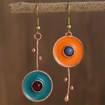 1pair Fashionable & Creative Bohemian Style Dangle Earrings With Unique Design, Suitable For Women's Daily Wearing