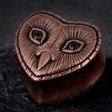 1 對復古貓頭鷹形狀耳塞,帶有心形細節,適合酷炫男士和女士日常佩戴 - 乾枯玫瑰色 - 查看 2