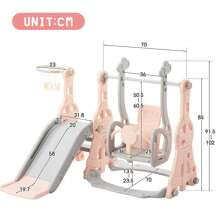 Beijiyi Slide For Children, 4 In 1 Children's Slide, Swing With Basketball Stand, Climbing Ladder, Swing, Slide, Garden Slide For Indoor And Outdoor Use. - Pink - View 4