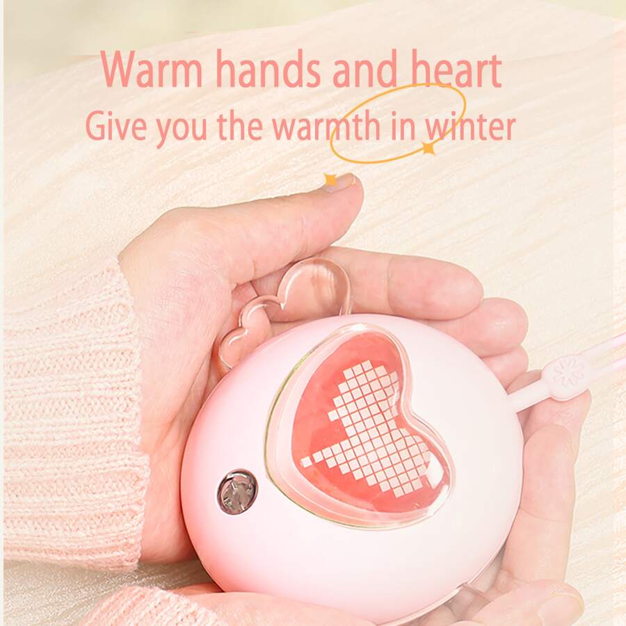 Rechargeable Wing Hand Warmer, Portable Hand Warmer, With Mini Photo Frame, Dual Temperature Adjustment Settings, Handheld Rechargeable Hand Warmer, Gift For Girls, 2 Low And High Temperature Settings, Type-C Charging - Baby Pink - View 1