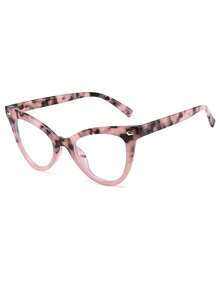 1 件女士豹纹猫眼镜框时尚眼镜适合日常使用 - 粉色 - 查看 3