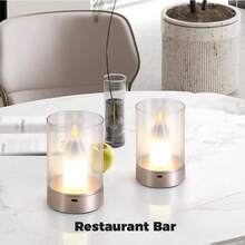 手持led模擬電子蠟燭燈,具有type-c充電和觸控感應功能,為臥室裝飾提供環境燈光,攜帶式蠟燭燈 - 香檳色 - 查看 8