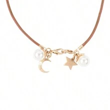 Eyeglasses Holder Leather Moon And Star Necklace - VÀNG MỜ NÂU NHẸ - Xem 1