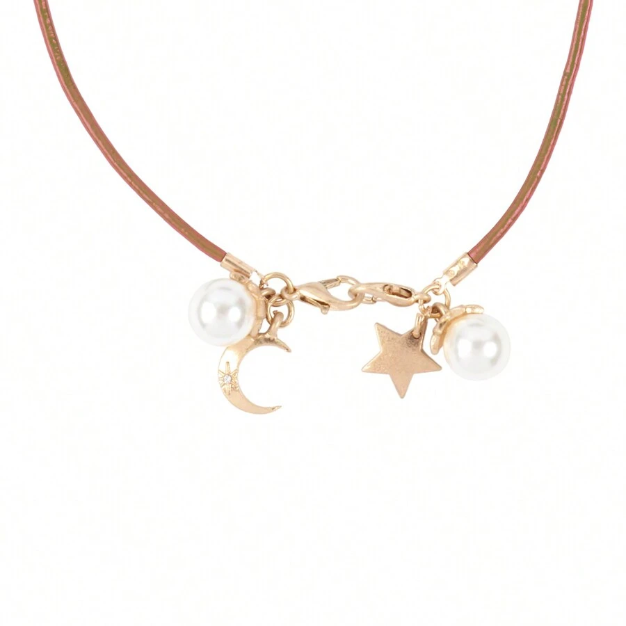 Eyeglasses Holder Leather Moon And Star Necklace - VÀNG MỜ NÂU NHẸ - Xem 1