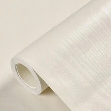 1卷PVC防水仿木紋壁紙，米色，適用於客廳和臥室牆面修補，以及廚房和浴室家具升級！ - 米色 - 查看 3