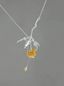 女士铜镀银镀金首饰耳环吊坠，个性化优雅轻盈奢华配饰，防过敏 - 項鍊 - 查看 1