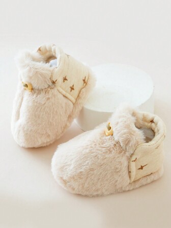 1pair Unisex Babies' Cute Fleece Booties Socks For Warmth In Winter