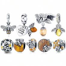 bamoer 1 Pieza Encantos De Abeja Delicados Brillantes De Plata Esterlina 925 Encantos De Colgante De Insecto De Esmalte Para Mujeres, Niñas, Pulsera, Collar, Accesorios De Bricolaje