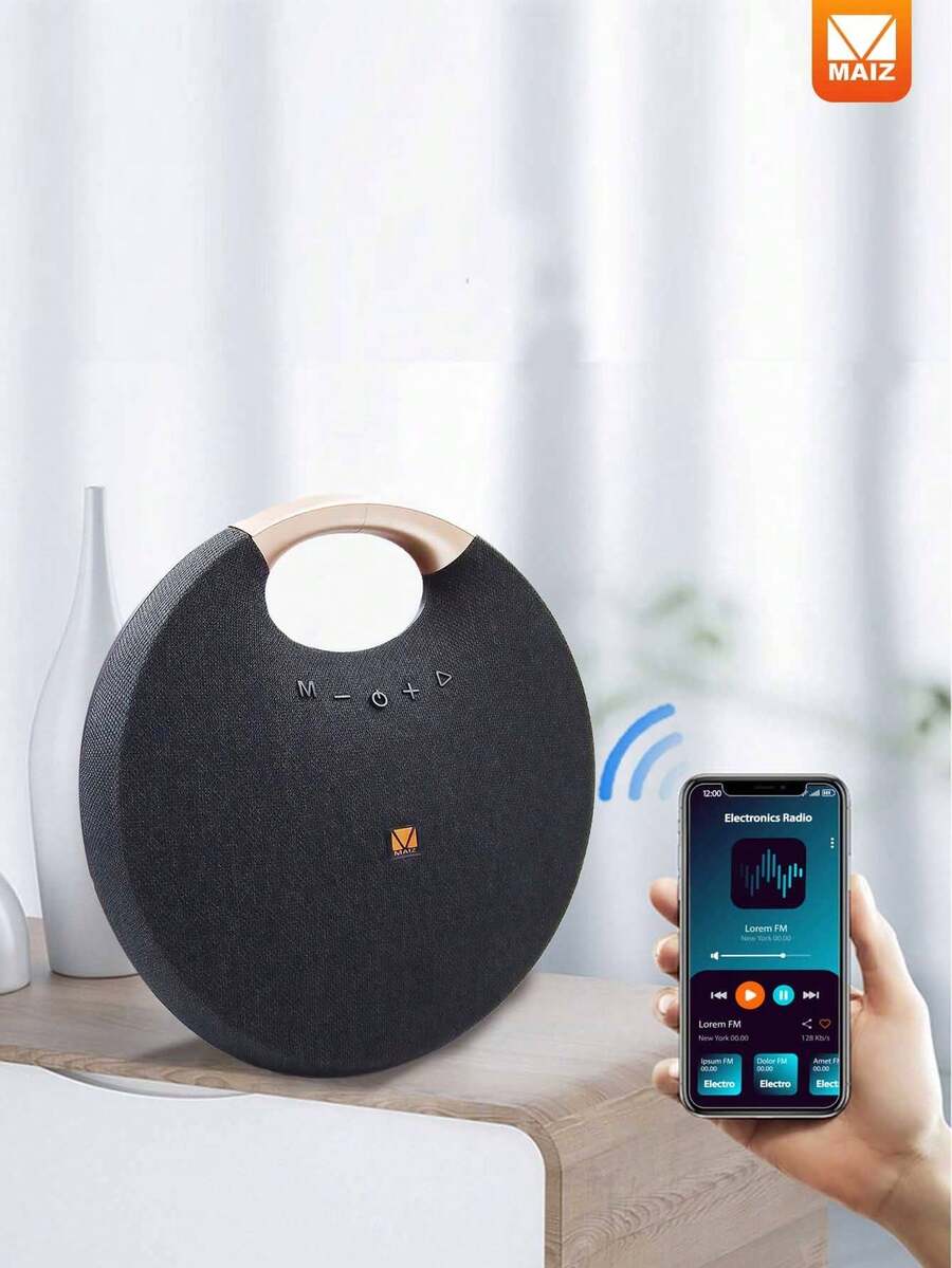 BOCINA BLUETOOTH PORTATIL CON DISEÑO CIRCULAR - Negro - Ver 1