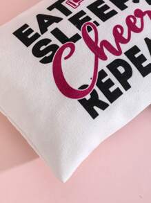 啦啦隊手提包逗趣女孩聖誕生日禮物女士帆布化妝收納袋,帶拉鍊簡單化妝品收納袋,多功能化妝包,手提單肩款式,母親節教師節勞動節情人節最佳禮物,七夕晚會/聚餐必備 - 白色 - 查看 5