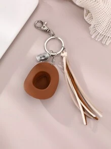 1 件西部牛仔钥匙扣，配多色牛仔帽、牛印花帽、流苏吊坠，适合青少年、女孩和教师，适合派对、节日、生日、情人节和其他场合的礼物，波西米亚风汽车配件包饰学校可爱哥特 Y2k 包配件挂绳带身份证夹汽车配件包饰 - 彩色 - 查看 2