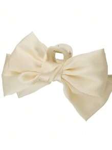 1入隨機顏色大蝴蝶結發卡夾,公主風格布質發卡夾 - 彩色 - 查看 4