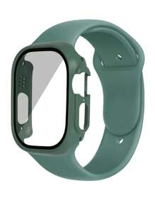这款二合一表带兼表壳兼容 ，适用于 40mm、41mm、42mm、44mm、45mm、46mm 和 49mm 尺寸。运动休闲风格，搭配铆钉硅胶表带。配备防震防刮硬质 PC 表壳和钢化玻璃屏幕保护膜。兼容 Ultra/11/10/9/8/7/6/5/4/SE 系列。男女皆宜。柔软舒适，易于佩戴，触感灵敏。 - 松針綠 - 查看 3