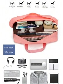 1 件超大容量便携式旅行包，配有可伸缩手柄和轮子，适合短途商务旅行、孕妇装等。健身包大包过夜包运动包学校包度假包旅行收纳包机场旅行服装旅行用品行李包圣诞礼物创意女士女孩圣诞礼物送给妈妈生日礼物妈妈朋友健身包运动包训练包度假假期感恩节感谢礼物 - 粉色 - 查看 4