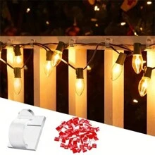 20pcs Mini Transparent Self-Adhesive Clamp Clip, Outdoor Cable Management Wire Holder, Christmas Lights Decoration Clips, Remote Control Keys, Fairy Lights Accessories - Clear - View 5