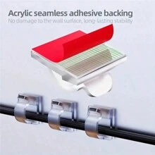 20pcs Mini Transparent Self-Adhesive Clamp Clip, Outdoor Cable Management Wire Holder, Christmas Lights Decoration Clips, Remote Control Keys, Fairy Lights Accessories - Clear - View 3