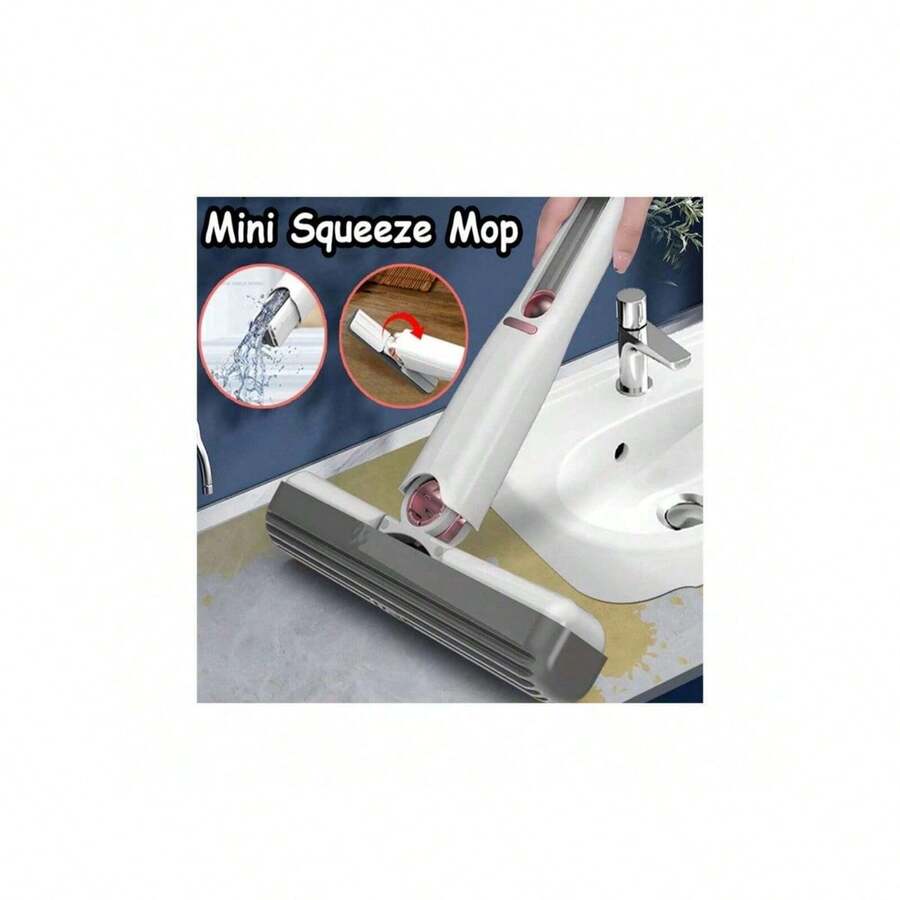 1入迷你可擠式拖把，便攜式清潔拖把，手持式桌面廁所汽車窗玻璃海綿清潔器，家居清潔工具 - 白色 - 查看 1