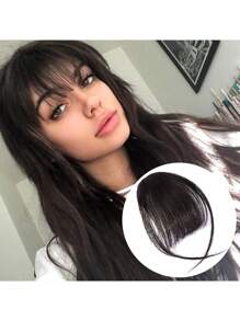 Synthetic Hair Extensions Clip In Bangs Hair Clip On Wispy Bangs Fringe With Temples Hairpieces For Women Clip On Air Bangs Flat Neat Bangs Hair Extension For Daily Wear - Chocolate Brown - View 1