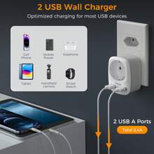 TESSAN 3 en 1 Adaptador Enchufe Brasil, Adaptador de Viaje Brasil con 2 USB, Adaptador Enchufe Tipo N Brasil, Adaptador Brasil Europa a Brasil, Sudáfrica - Gris - Ver 4