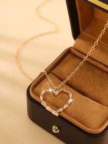 1條情人節愛心吊墜項鍊,微鑲寶石,多種選擇 - XL0479 - 查看 9
