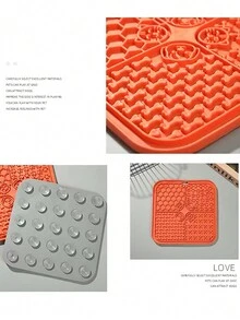 1入藍色簡約方形防窒息矽膠吸盤狗玩具,多種顏色可選,阻止狗狗舔咬焦慮墊 - 藍色 - 查看 5