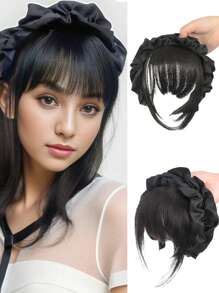 Fake Bangs Female Forehead Air Bangs Wig Piece High Skull Top Cloud Hair Band Natural Bangs Hair Piece
