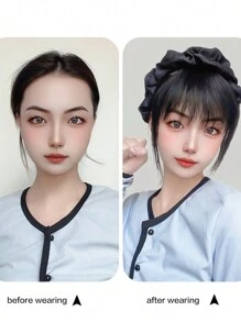 Fake Bangs Female Forehead Air Bangs Wig Piece High Skull Top Cloud Hair Band Natural Bangs Hair Piece