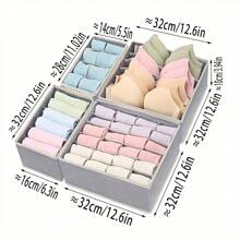 Hộp đựng đồ lót 4 cái/6 cái có ngăn, Đồ lót bằng vải không dệt có thể gập lại Hộp đựng ngăn kéo, Tủ đựng quần áo Hộp đựng có thể gập lại, Hộp đựng ngăn tủ quần áo ký túc xá - màu trắng ngà - Xem 4