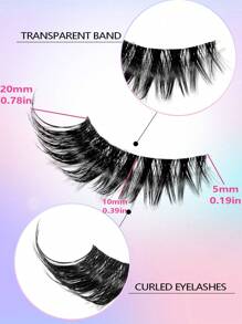 Asiteo 5对卡通风格3D自然透明假睫毛，蓬松柔软交叉猫眼睫毛，精致自然睫毛嫁接，化妆假睫毛 - 眼尾拉長款 - 查看 6